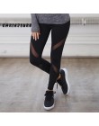 S-XL Mujeres Sexy Leggings Gothic Insertar Mesh Diseño Pantalones Pantalones Más El Tamaño Negro Capris Ropa Deportiva 2017 Nuev