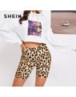 SHEIN Multicolor Casual Highstreet leopardo estampado Delgado Legging corto verano moderna señora Athleisure mujeres pantalones 