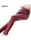 FQLWL Faux Pu Leggings de cuero grueso/Negro/Push Up/Leggings de cintura alta talla grande para mujer Legging de invierno pantal