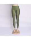 Venta caliente 2019 mujeres Color sólido fluorescente brillante pantalones Leggings de gran tamaño Spandex brillante elasticidad