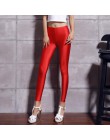 Venta caliente 2019 mujeres Color sólido fluorescente brillante pantalones Leggings de gran tamaño Spandex brillante elasticidad