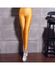 Las mujeres de Color sólido pantalones Leggings grandes brillante elasticidad Pantalones Casual para chica