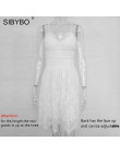 Sibybo espalda descubierta Spaghetti Strap Sexy vestido de encaje mujeres sin mangas cuello en V suelto verano vestido de algodó
