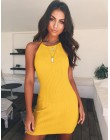 Mujeres Sexy Club Backless Correa de espagueti vestido de verano 2018 de algodón para mujer Bodycon elástico Negro Amarillo Part