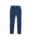 Otoño Invierno minimalista mujeres Denim elástico falso bolsillo delantero media cintura lavado azul Delgado señora Jeans