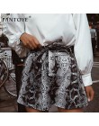 Fantoye Snake Print pantalones cortos de cintura alta para mujer 2019 otoño bolsa de papel Sexy elegante moda de encaje con vola