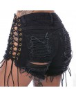 EXOTAO verano negro cordones pantalones cortos rasgados de mezclilla para mujer sexy vendaje de cintura alta pantalones cortos r