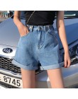 Garemay pantalones cortos de mezclilla de mujer clásico Vintage de cintura alta azul pierna ancha mujer Caual verano señoras pan