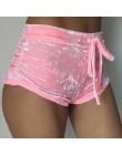 2017 Pantalones cortos de terciopelo rosa moda Sexy Bodycon entrenamiento franela Pantalones cortos femeninos Mujer Fitness ropa