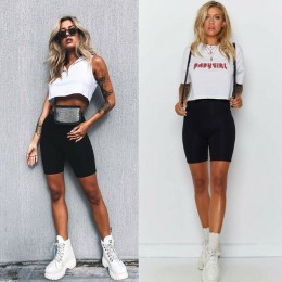 2019 nuevas mujeres señoras moda Casual cómodo ciclismo sólido alta cintura pantalones cortos baile gimnasio Biker deportes acti