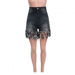 HAOYUAN Camo más pantalones cortos de mezclilla con flecos de cintura alta elásticos para mujer Pantalones cortos de verano