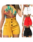 CALOFE 2019 pantalones cortos de verano para mujer sexis de cintura alta Casual boton vendaje playa pantalones cortos para mujer