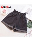 Garemay pantalones cortos de mezclilla para mujer talla grande de verano 5Xl cintura alta cintura elástica Harem volantes pantal