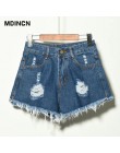 Europa azul engastado pantalones cortos Denim agujero para las mujeres verano nueva marca de moda Slim Casual Mujer Plus tamaño 