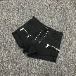 2019 verano nueva moda cremallera sexy pantalones cortos de cintura alta Mujer azul negro gris Colegio estilo pantalones cortos 