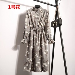 Vestido de otoño para mujer 2019 PANA talla grande vestidos de algodón de manga larga camisa de cerezo Floral túnica de invierno