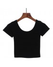 Camiseta con cuello en U de Harajuku para mujer, camiseta negra Sexy de manga corta, camiseta para mujer