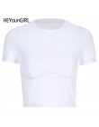 Camiseta corta blanca básica Casual HEYounGIRL camiseta elegante de manga corta para mujer camiseta superior de algodón de calle