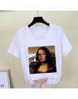 Camiseta de Mona Lisa para mujer parodia personalidad moda camiseta verano 2019 Harajuku estética camisetas blancas de manga cor