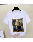 Camiseta de Mona Lisa para mujer parodia personalidad moda camiseta verano 2019 Harajuku estética camisetas blancas de manga cor