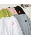 De dibujos animados coreano bordado básica suelto t camisa de manga corta de verano Camisetas sencillas para las mujeres harajuk