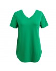Camiseta de verano para mujer, Camiseta larga básica de talla grande, camiseta sólida para mujer, con cuello en V, manga corta, 