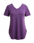 Camiseta de verano para mujer, Camiseta larga básica de talla grande, camiseta sólida para mujer, con cuello en V, manga corta, 