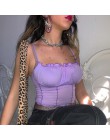Gran venta de chaleco púrpura de verano para mujer a la moda sin mangas sin tirantes con volantes sólidos tapas de la cosecha Pu