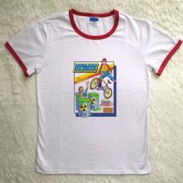 Camiseta de Harajuku de los años 80 de los 90, camisetas suaves de poliéster y LICRA con cuello rojo de gran oferta, llamemos a 