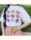 Camiseta media divertida de manga corta de Sailor Moon ulzzang con letras de dibujos animados de Harajuku informal de talla gran