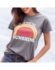 Camiseta de manga corta de verano para mujer camiseta You Are My rayo de sol arcoíris estampado cuello redondo Camiseta femenina