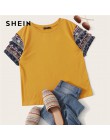 Camiseta de brezo informal estilo folclórico SHEIN camiseta para mujer 2019 Verano de manga corta elástica Boho camiseta bonita