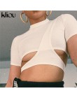 Nueva camiseta Sexy de manga corta con Cuello redondo en blanco y negro para mujer 2018