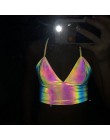 Simenual V cuello Sexy holográfica Bralette Top correa reflectante de moda volver caliente Verano de 2019 sin respaldo sin manga