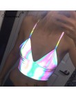 Simenual V cuello Sexy holográfica Bralette Top correa reflectante de moda volver caliente Verano de 2019 sin respaldo sin manga