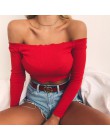 Blusa corta Sexy de mezcla de algodón 2017 otoño sin hombros negro rojo Crochet mujeres Brandy elegante Camiseta corta Top Busti