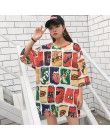 2019 las mujeres de verano de manga corta T camisa de impresión Casual cuello redondo Camisetas Mujer camiseta Oversize suelto H