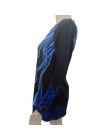 Talla grande 4xl 5xl 2019 mujeres nuevo verano Boho estampado azul Tops de manga larga elasticidad camiseta femenina Casual suel