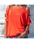 Gran oferta camiseta de hombro desnudo para mujer nueva Vintage Boho estampado frío hombro túnica suelta camiseta Color puro man