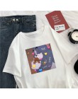 Harajuku Linda nueva moda suelta gato de dibujos animados Tommy Mouse Jerry imprimir Camisetas manga corta cuello redondo nueva 