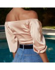 Sexy Top con cuello oblicuo mujeres-hombro 3/4 manga recortada pajarita para camisas T camisa verano camisas de fiesta ropa de s