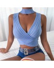 HEYounGIRL Halter Bandage Sexy Crop superior mujeres ahueca hacia fuera elegante camisetas sin mangas corta camiseta de fiesta d