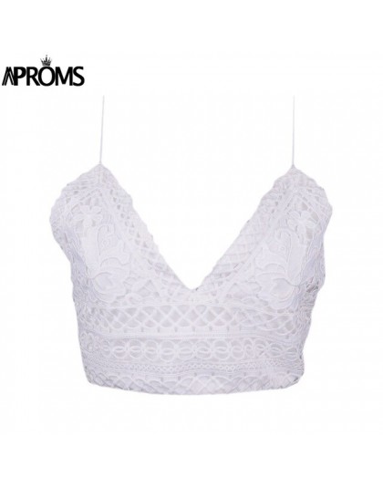 Aproms encaje blanco con Crochet Camisole Cami verano de las mujeres sin respaldo arco corbata de tanque Tops Streetwear moda 20