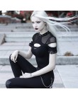Goth Dark Grunge elegante negro camisetas estilo gótico Punk ahueca hacia fuera malla verano camiseta estética Patchwork Sexy mo