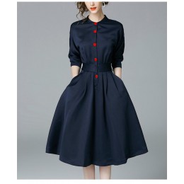Nuevos vestidos Vintage de primavera y otoño para mujer, de manga 3/4, vestidos de oficina de línea A, vestidos elegantes de ofi