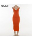 Sibybo Spaghetti Strap Backless Sexy Bodycon vestido sin mangas cuello en V verano vestido largo sin espalda playa Casual mujere