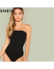 SHEIN negro Sexy cintura media ajustados mujeres Bodysuits 2018 fiesta de verano salir Delgado ajustado liso sin mangas body sin
