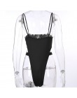 HEYounGIRL de cintura alta ceñido al cuerpo Sexy mujeres Bodysuit negro Spaghetti traje con correa con hebilla de plástico Mono 
