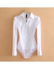 Elegante Bodysuits mujer Oficina señora blanco Body Shirt Blusa de manga larga cuello vuelto blusas ropa femenina 2019