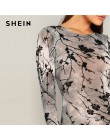 SHEIN dama elegante Grey pura ajustados de Jacquard traje de las mujeres de la primavera de 2019 Streetwear Casual elástico Medi